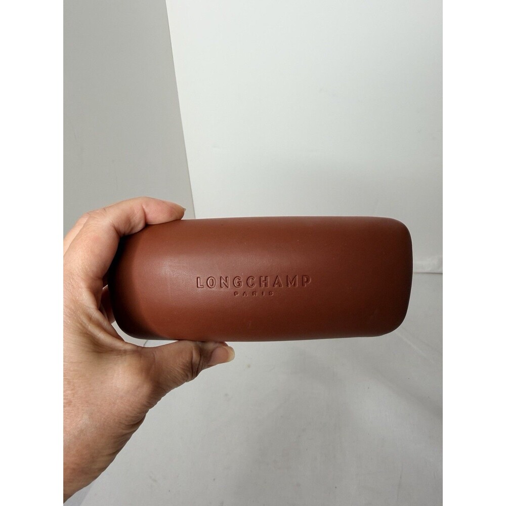 Longchamp Paris Sunglass Case Faux Leather Hard Case Caramel